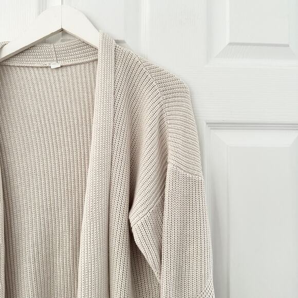 Lululemon Beige White Opal Cashlu Cashmere Blend Open Sweater Wrap Cardigan L/XL - Picture 6 of 12